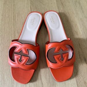 Gucci Leather Sandals Orange Size 37